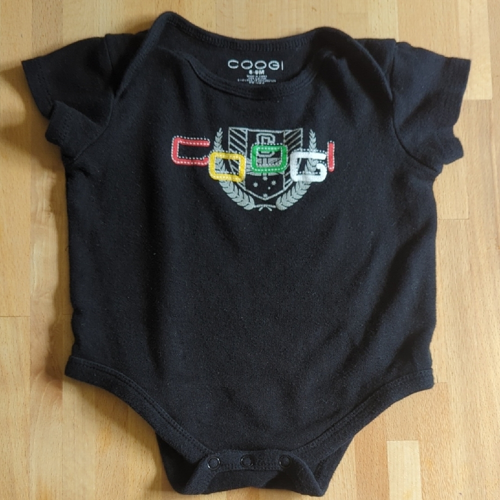 COOGI Black Baby Onesie with Colorful Logo